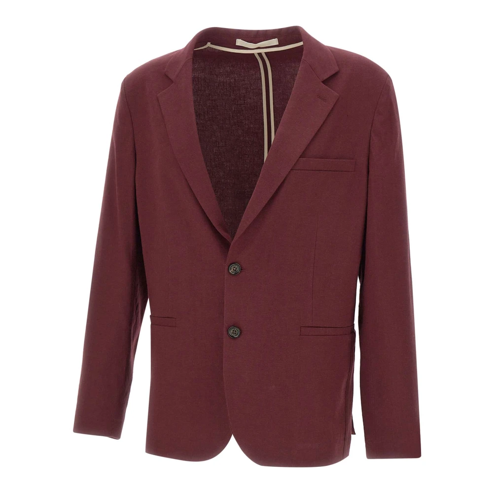 Paolo Pecora Men's Red Blazers, M, Linen Blend Blazer