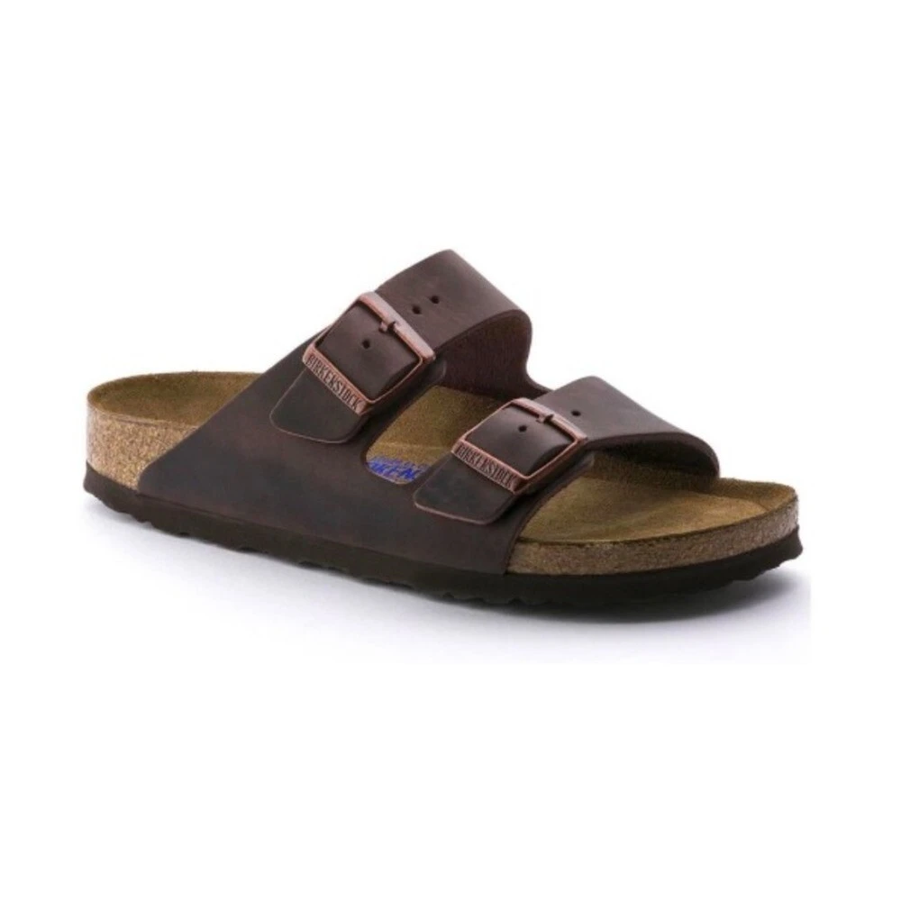 Birkenstock Men's Brown Sliders, 3 Uk, Sandals Arizona Soft Footbed Oiled Nubuck Leather Regular