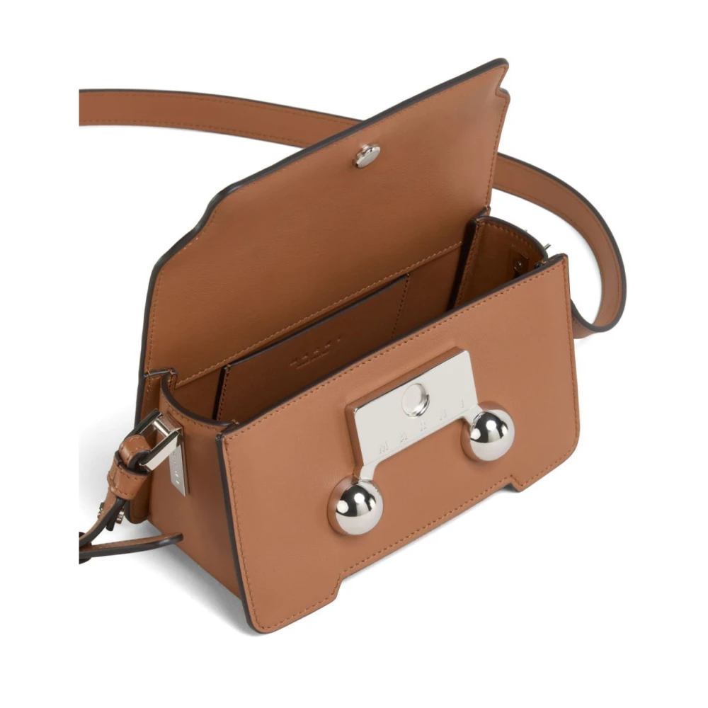Marni Studded Leren Crossbody Tas Brown Dames