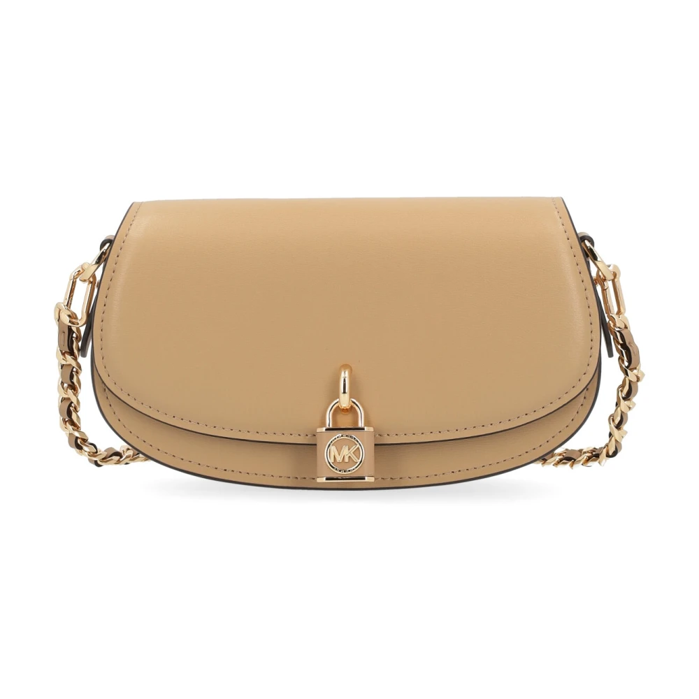 Michael Kors Kleine Kameel Leren Crossbody Tas Beige Dames