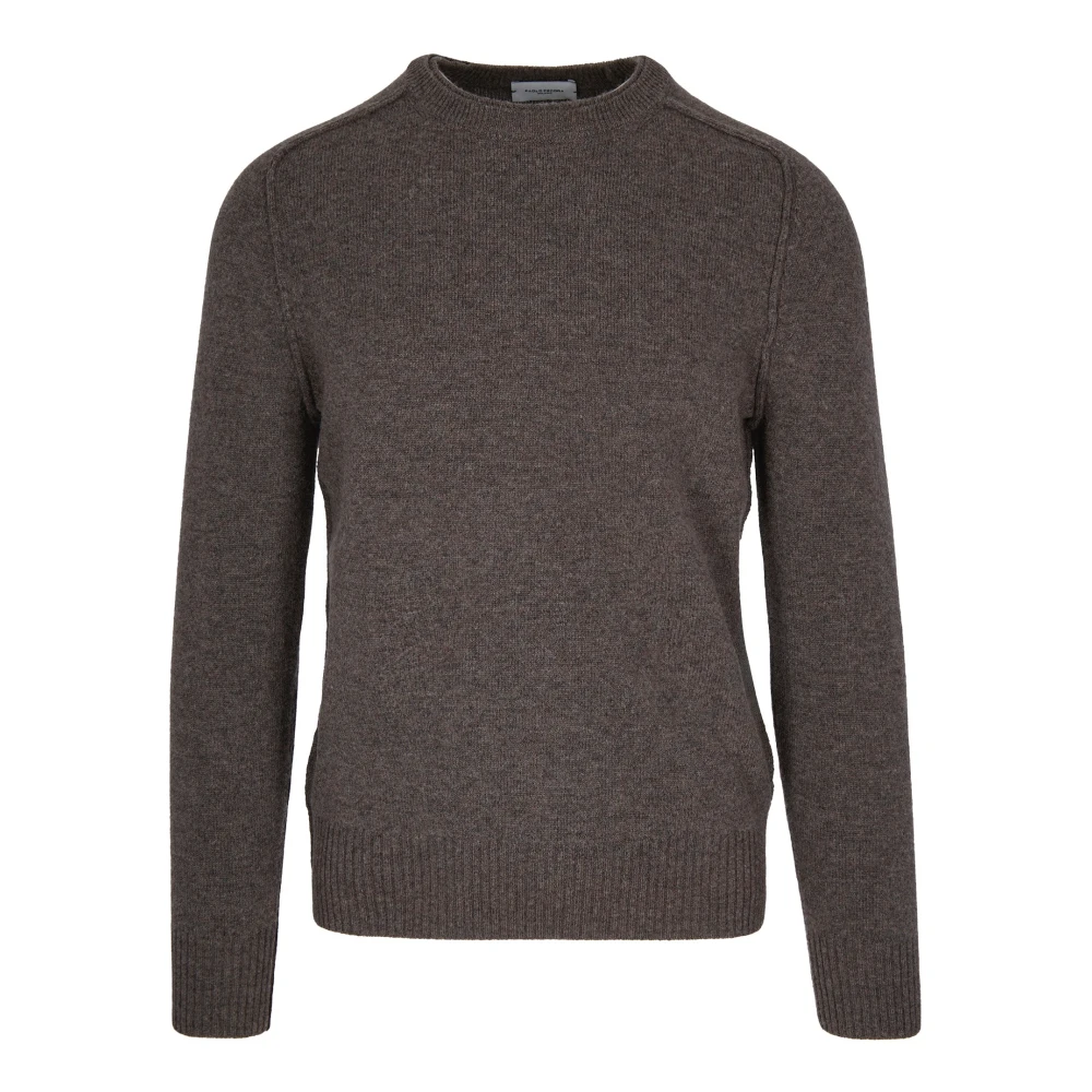 Paolo Pecora Men's Beige Melange Wool Jumper - Round-Neck Knitwear - L - Knitwear