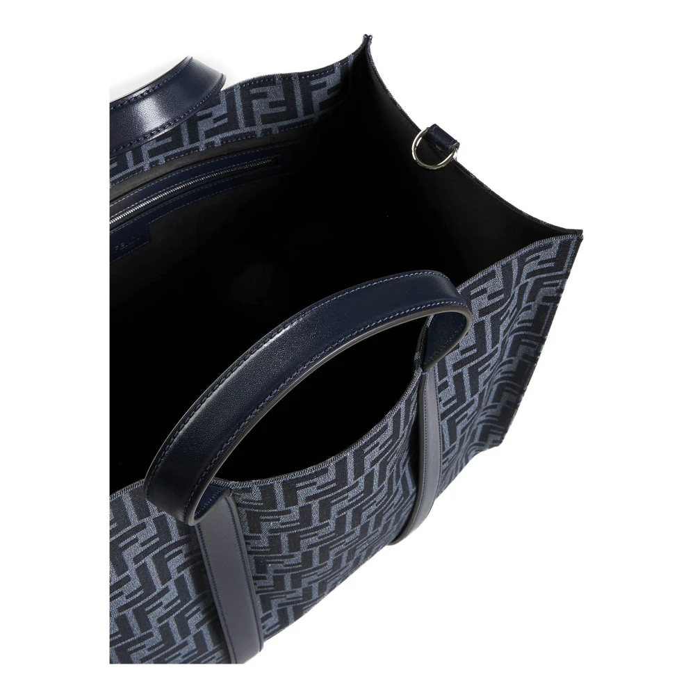 Fendi Blauwe Denim Tote Tas met Leer Blue Heren
