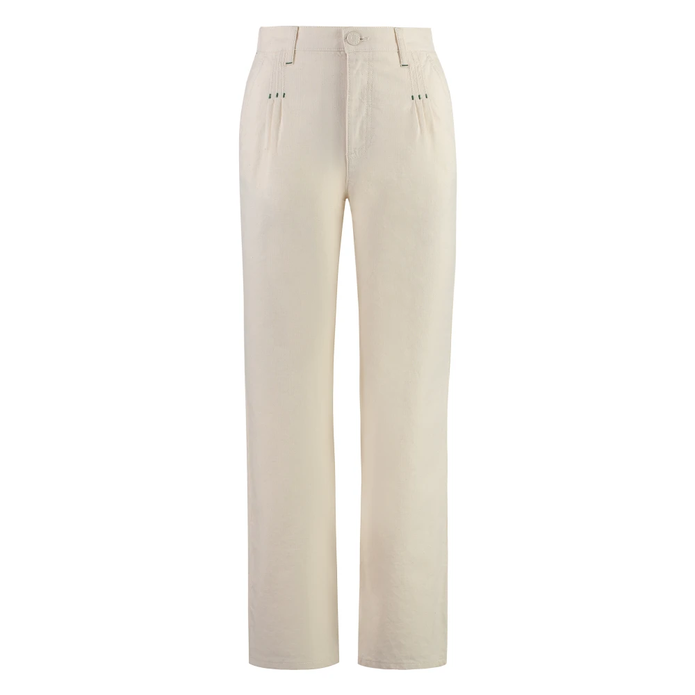 See by Chloé Katoenen Broek met Leren Details Beige Dames