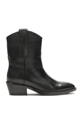 Svarta lädercowboyboots med slip-on ovandel