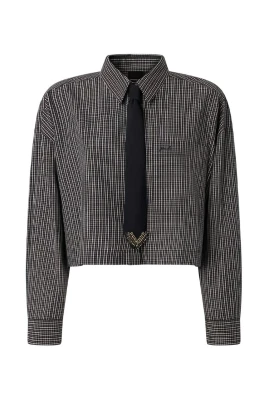 Carlina Cropped Tie Shirt