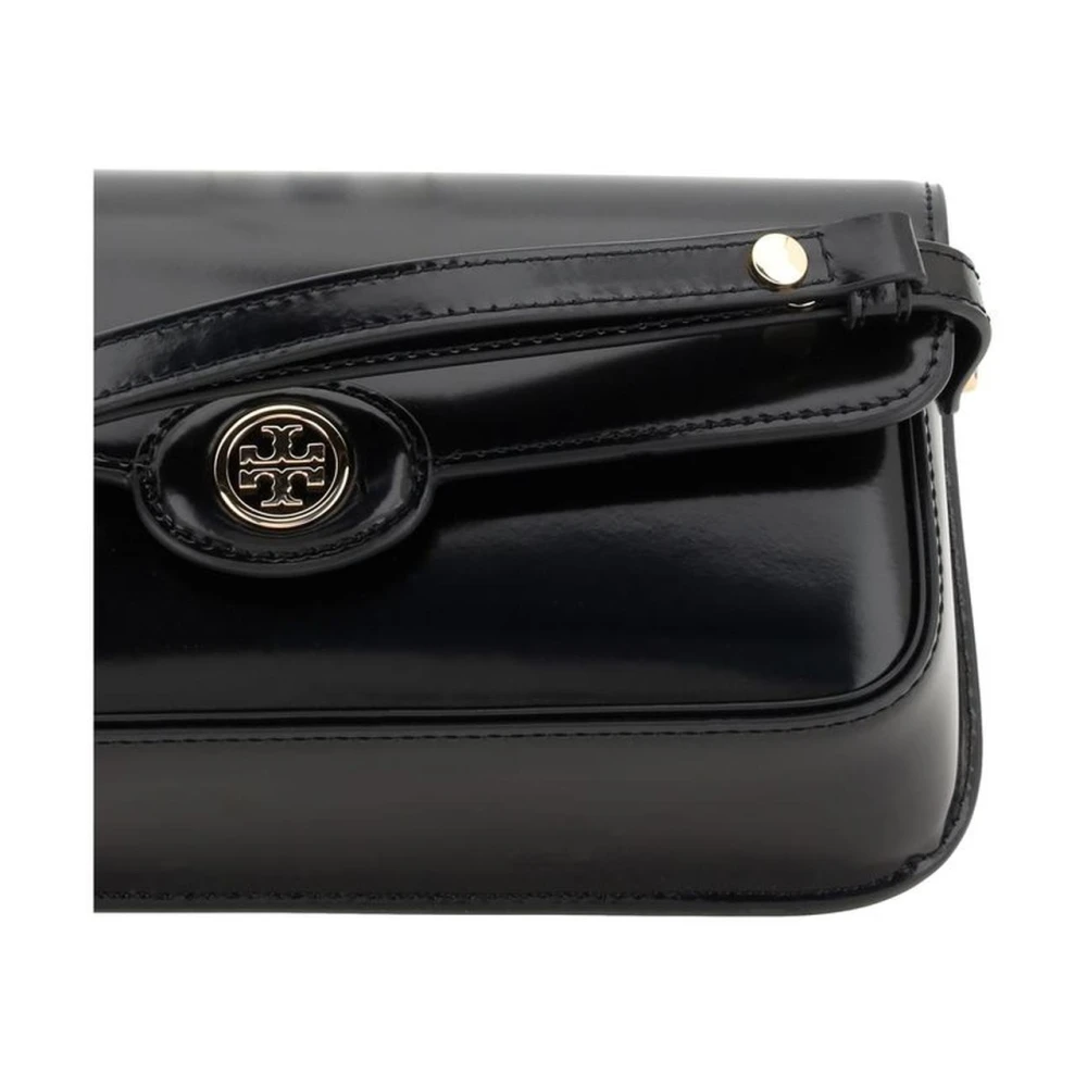 TORY BURCH Leren Schoudertas met Magnetische Klep Black Dames