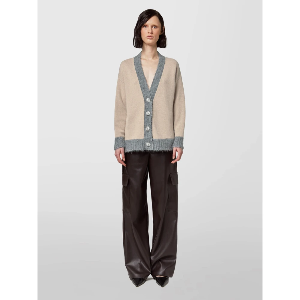 Alpha Studio Contrast Bicolor Vest Beige Dames