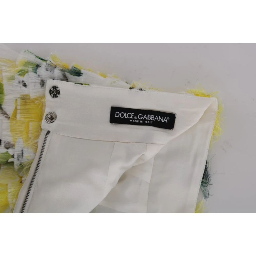 Dolce & Gabbana Fringe Citroen Print Potlood Rok Multicolor Dames