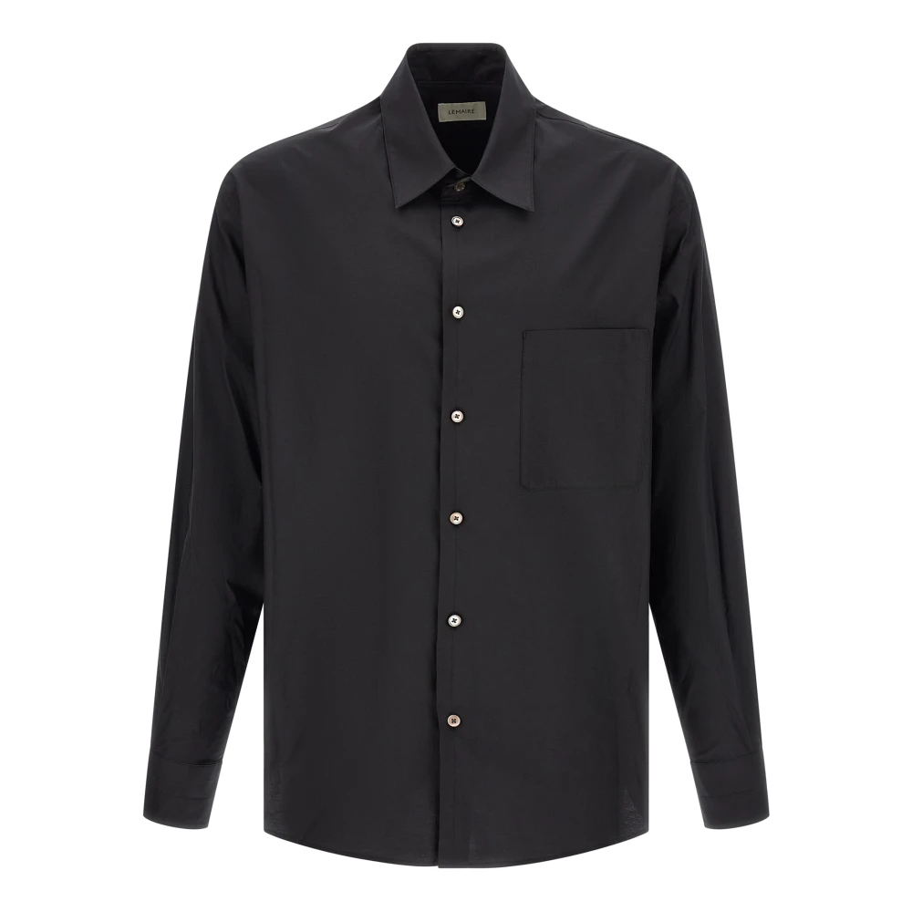 Lemaire Hombre Negro - Camisa Regular De Algodón Y Seda Lavada - Shirts - M