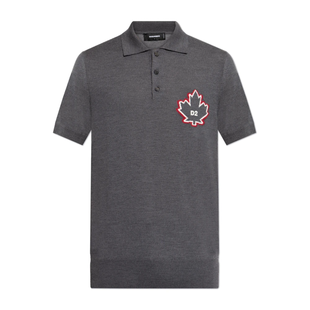 Dsquared2 Wollen polo met geborduurd logo Gray Heren