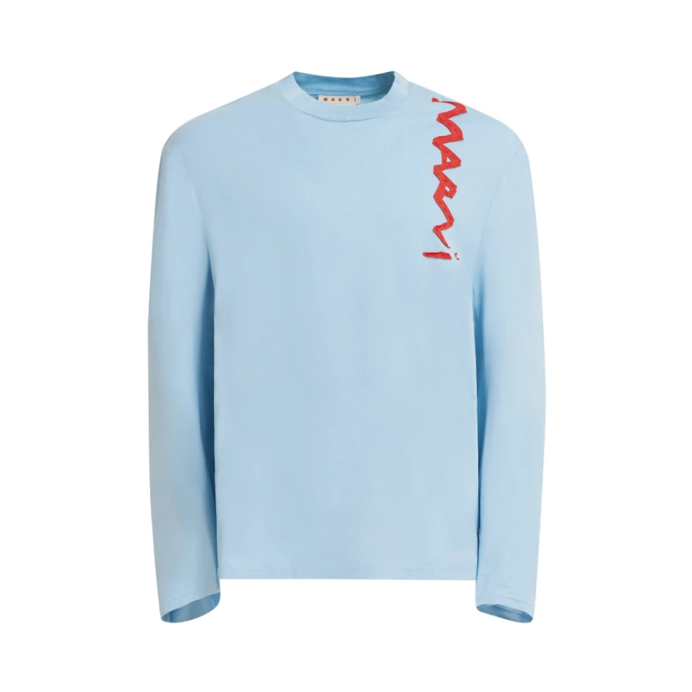 Marni Blauw letterapplicatie longsleeve T-shirt Blue Heren