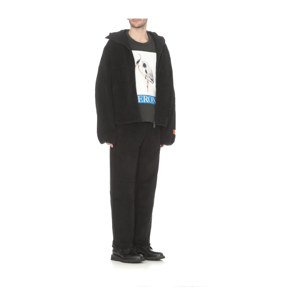 Heron Preston Zwarte Katoenen Gewatteerde T-shirt met Vogelprint Black Heren