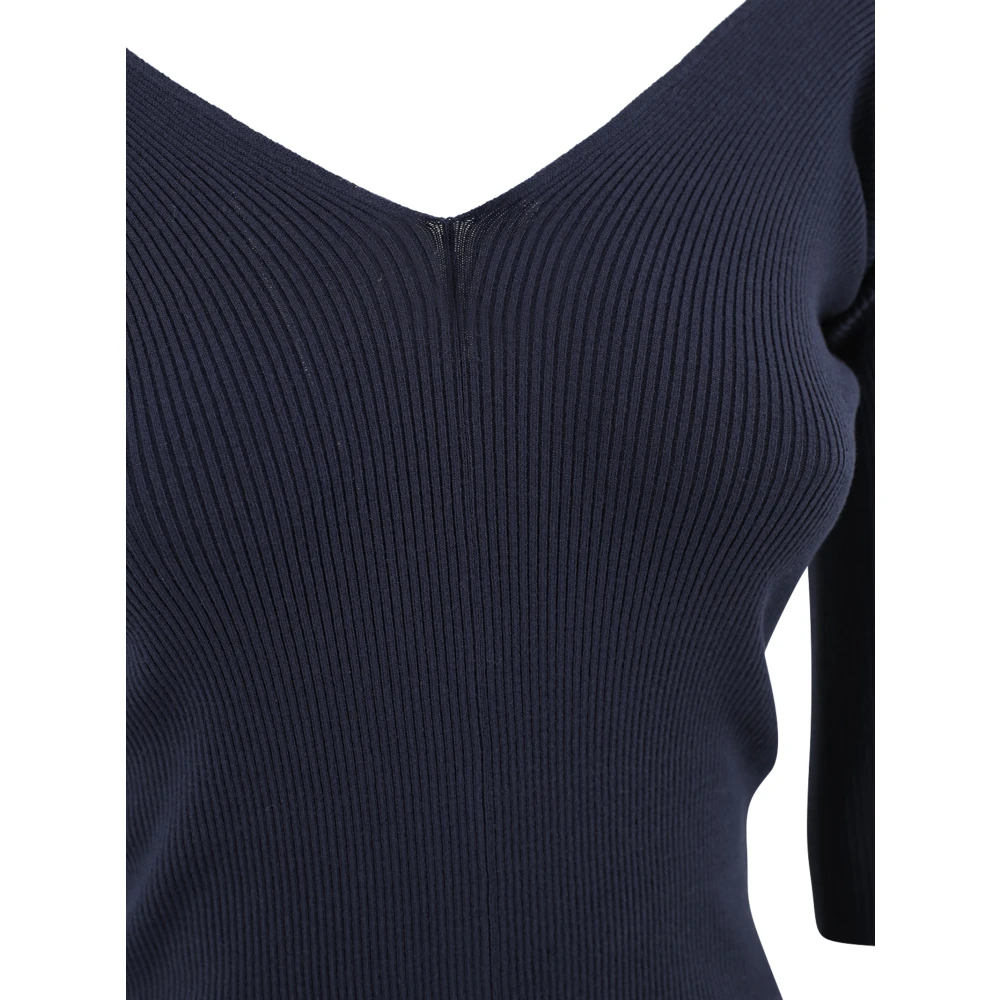 Max Mara Weekend Ribgebreide V-hals Sweater Black Dames