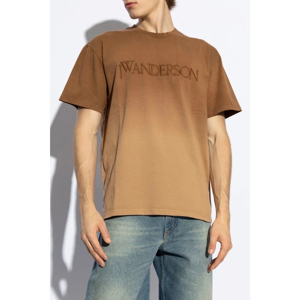 JW Anderson T-shirt met geborduurd logo Brown Heren