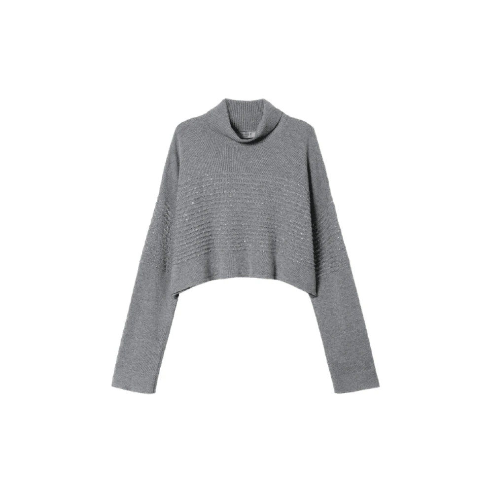 Twinset Grijze coltrui met pailletten Gray Dames