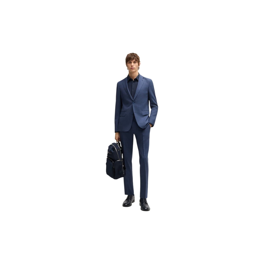 Hugo Boss Navy Slim-Fit Prestatie Shirt Blue Heren