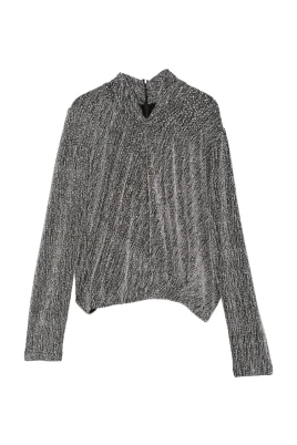 YSANE Långärmad Texturerad Topp med Mock Neck