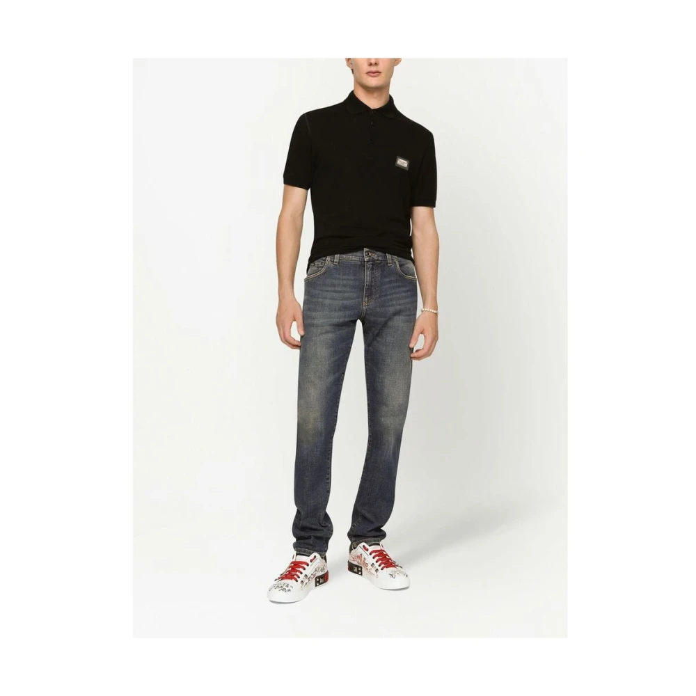 Dolce & Gabbana Staalblauwe Skinny Cut Denim Jeans Blue Heren