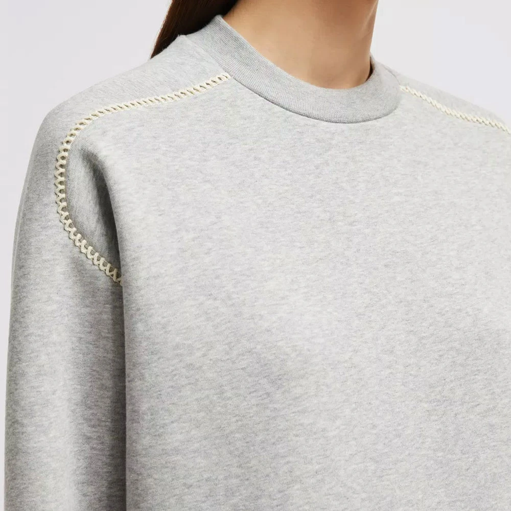Moncler Geborduurde Sweatshirt met Elegante Schouderdetails Gray Dames