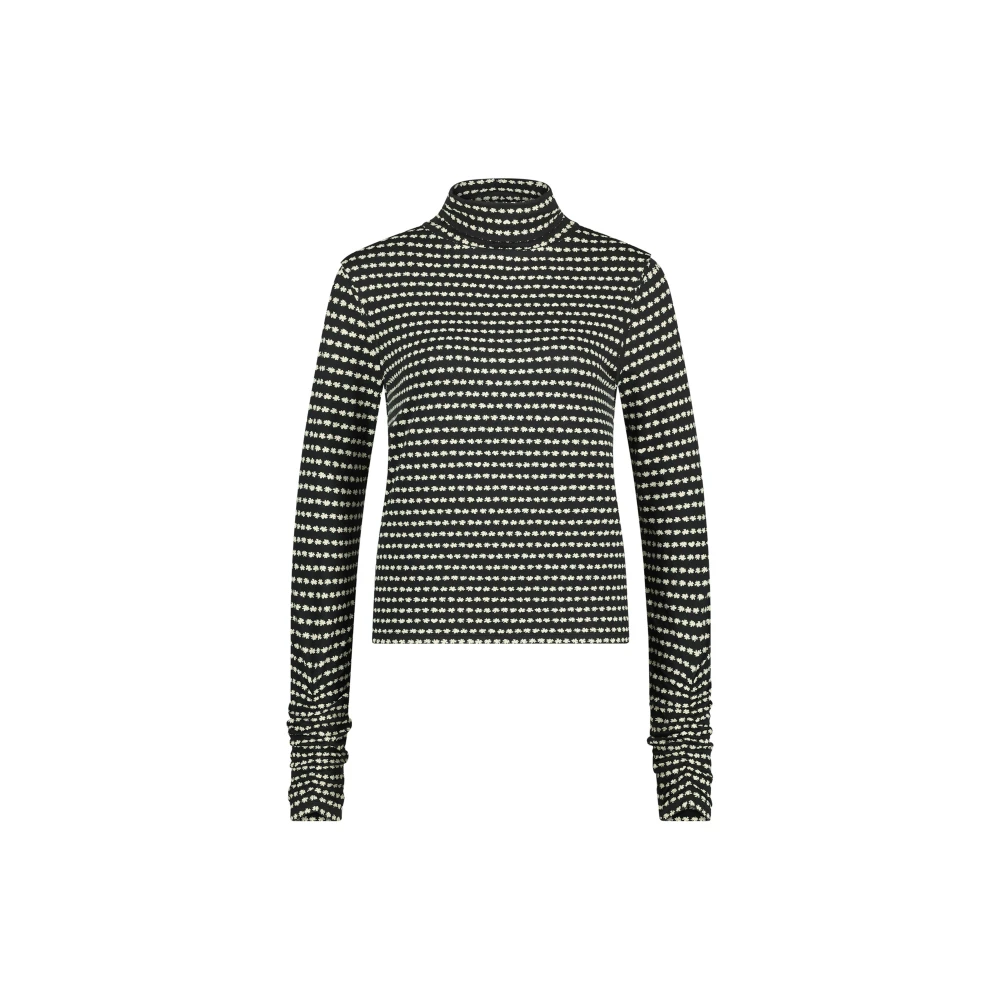 Fabienne Chapot Svart Turtleneck Top med Vit Blomtryck Black, Dam