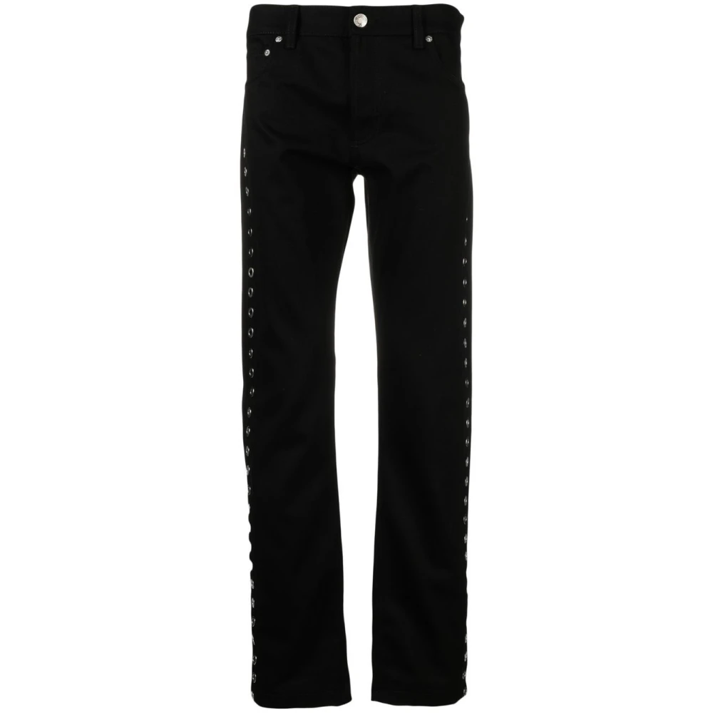 Alexander McQueen Slim-Fit Svarta Jeans med Metallöglor Detalj Black, Herr