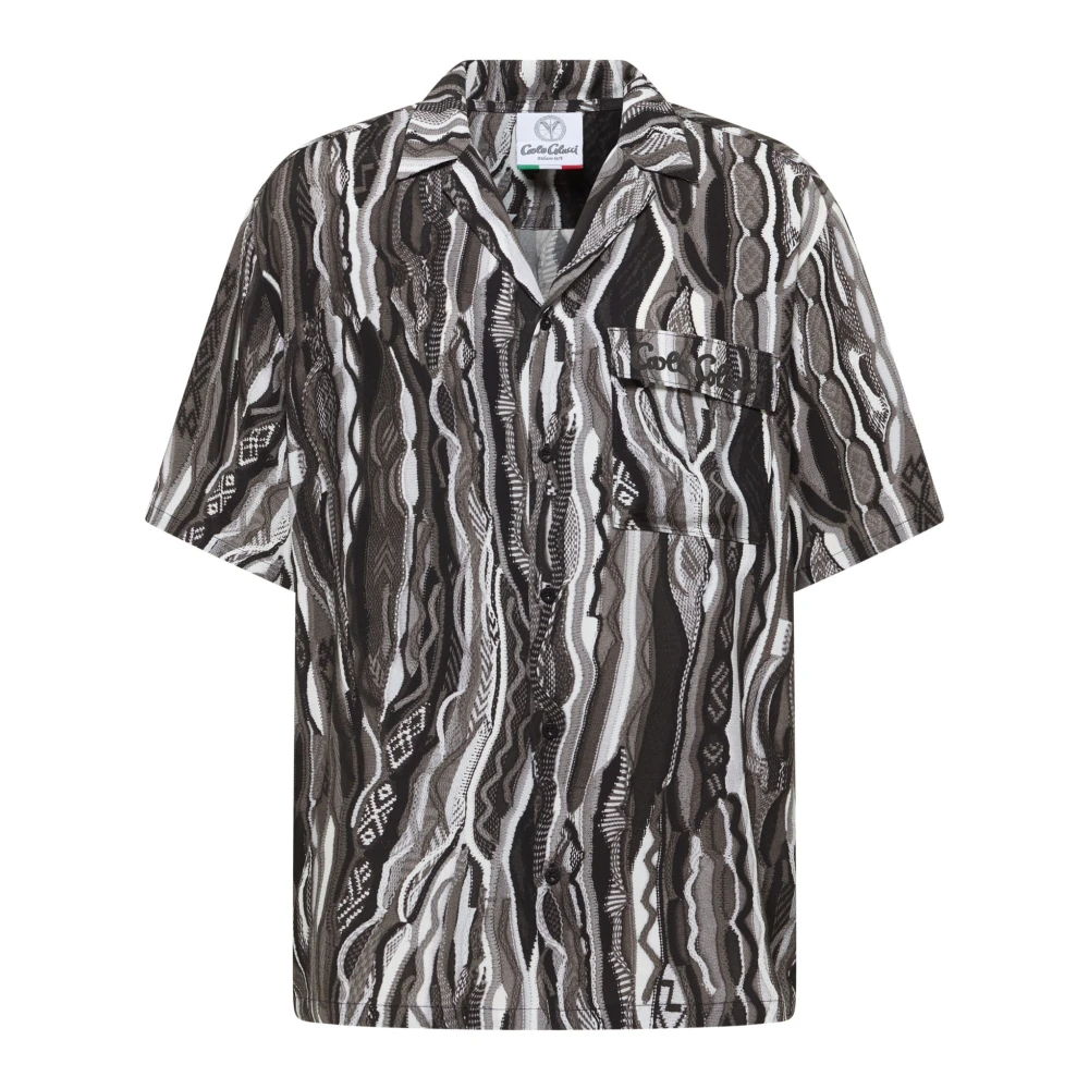 Carlo Colucci Men's Black Short Sleeve Shirts, M, Blouses & Shirts