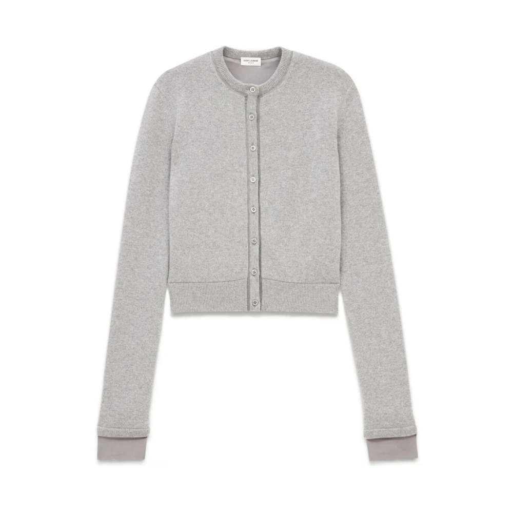 Saint Laurent Stijlvolle Cardigan voor Vrouwen Gray Dames
