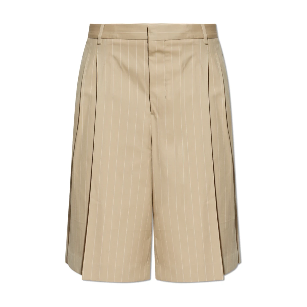 Ami Paris Men's Beige Bermudas, W44, Wool Pinstripe Shorts