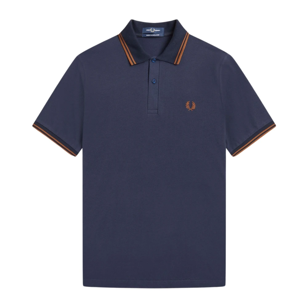 Fred Perry Ikonisk Twin Tipped Polo - Navy/Nut Blue, Herr