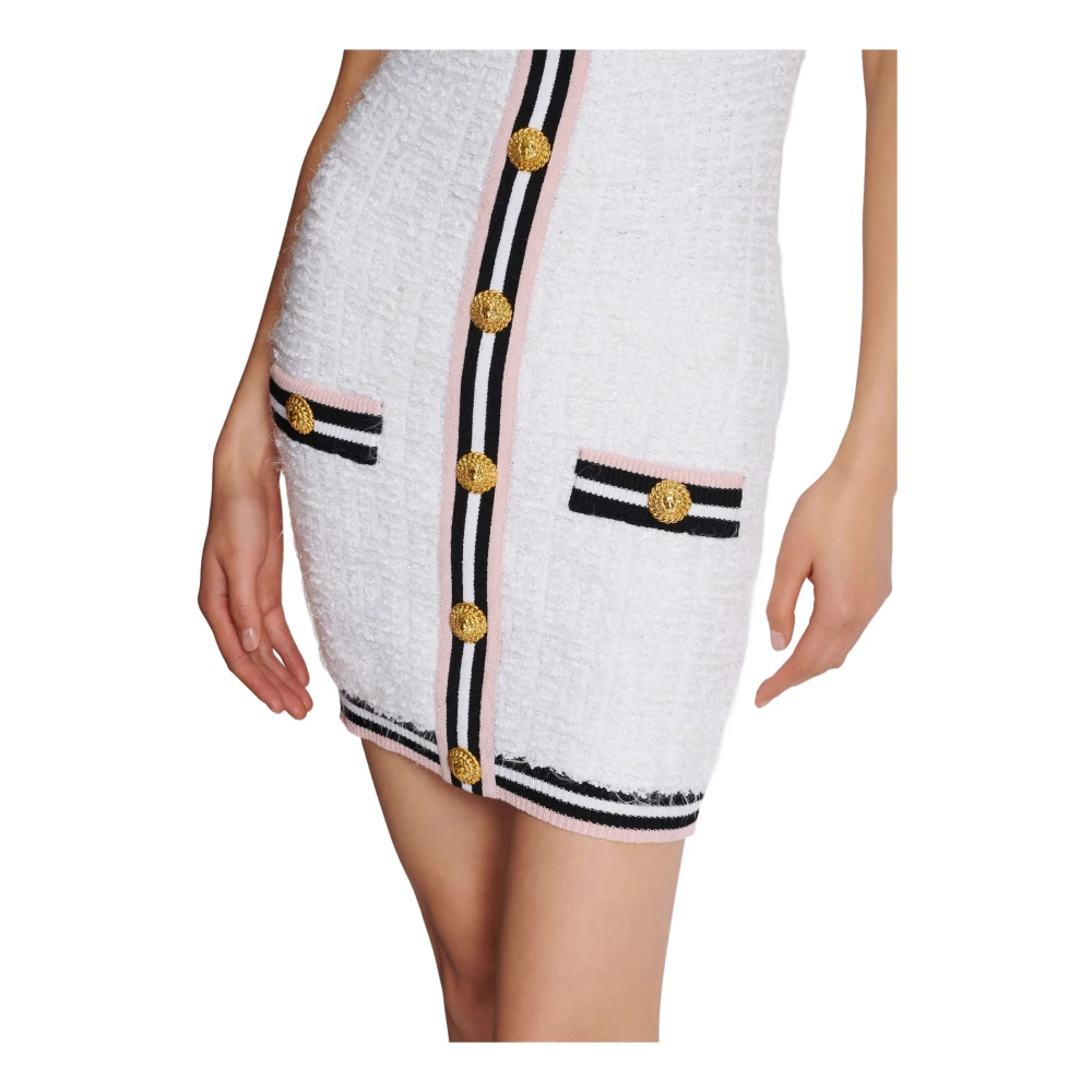 Balmain Geknoopte Mini Jurk White Dames