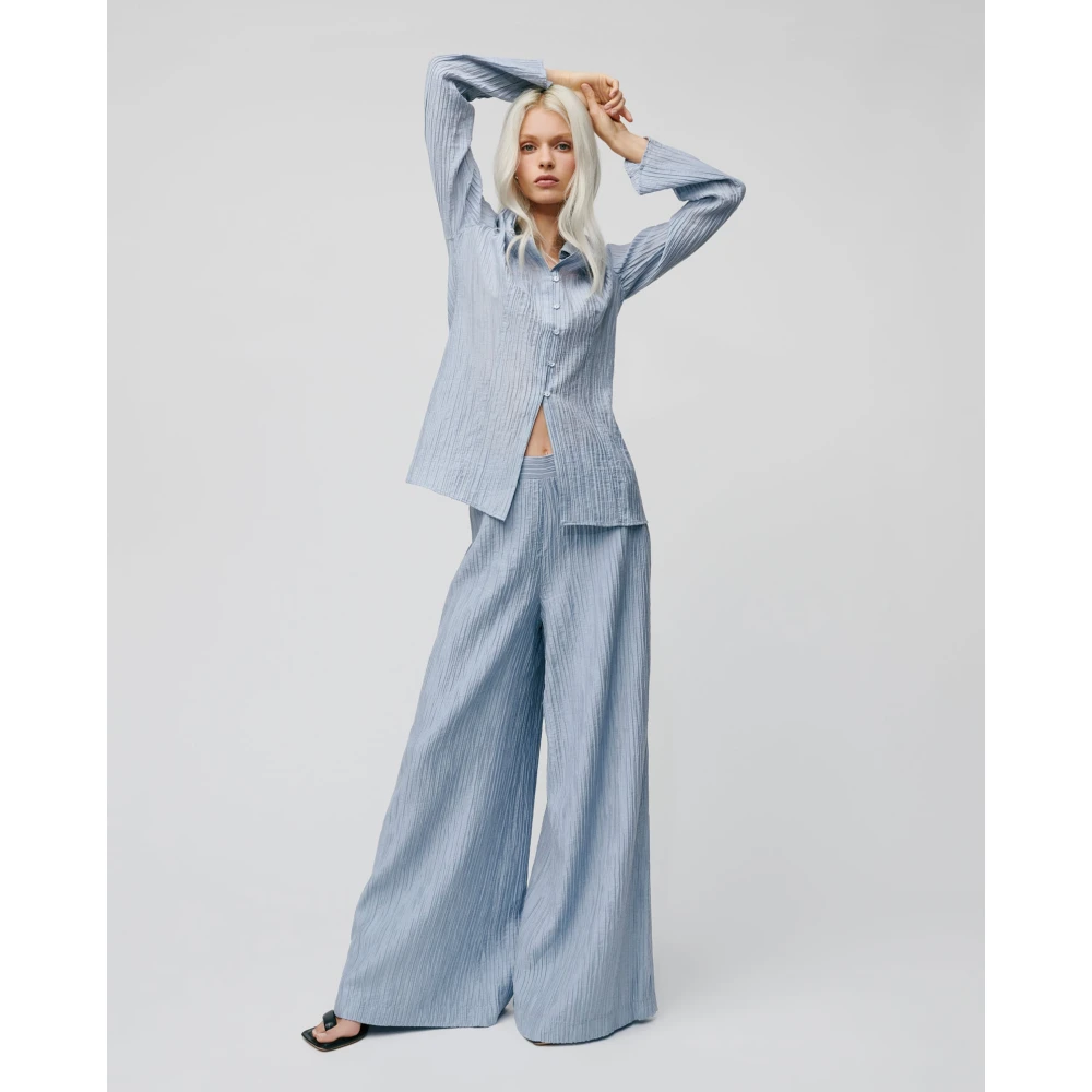 IVY OAK Geplooide Palazzo Broek Blauwe Rook Blue Dames