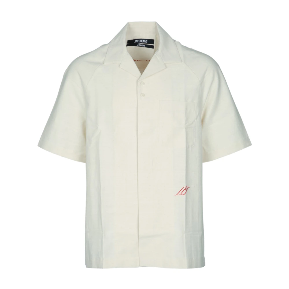 Jacquemus White Short Sleeve Shirts, Male, S, La Chemise Romarin Mc