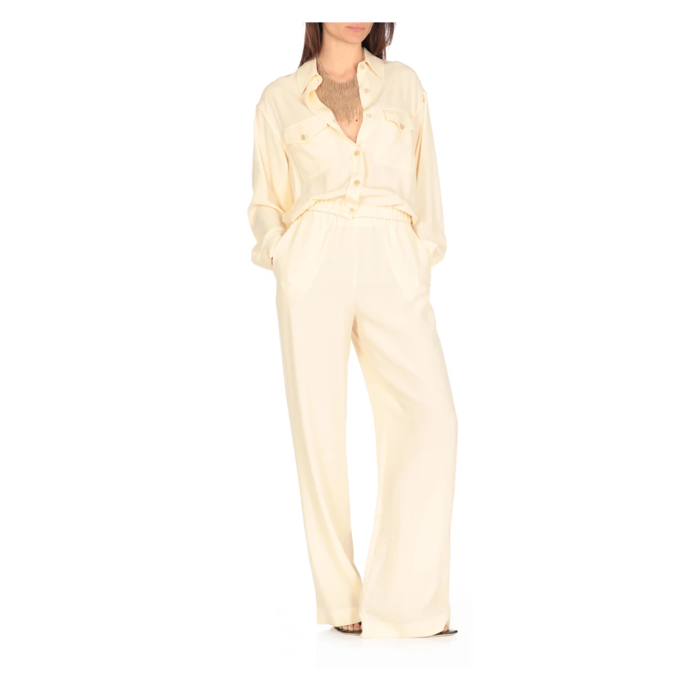 Fabiana Filippi Ivoor Viscose Jas met Helder Details Beige Dames
