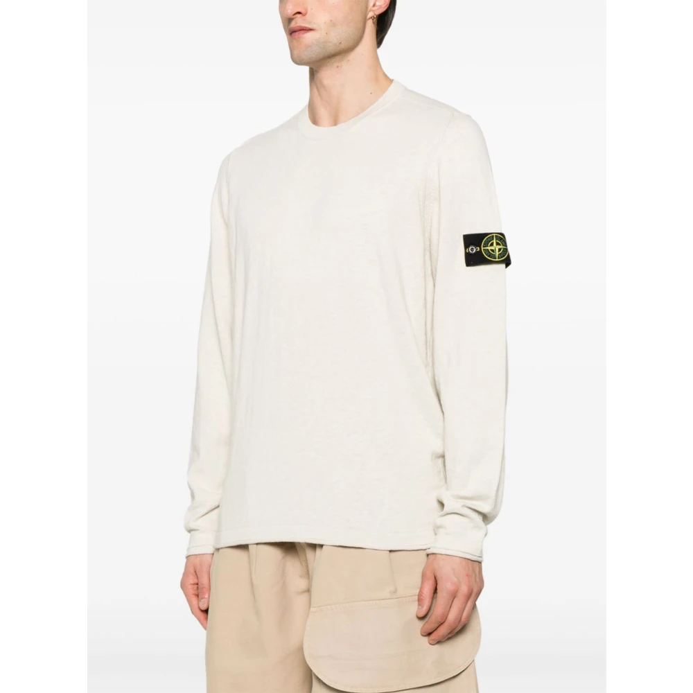 Stone Island Beige Crew Neck Gebreide Trui Sweater Beige Heren