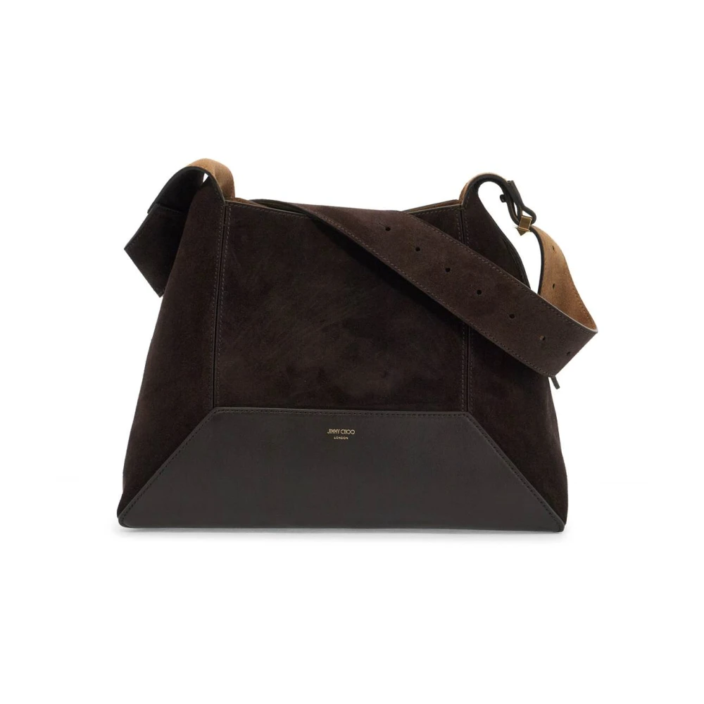 Jimmy Choo Diamanten Hobo Tas met Suède Leer Brown Dames