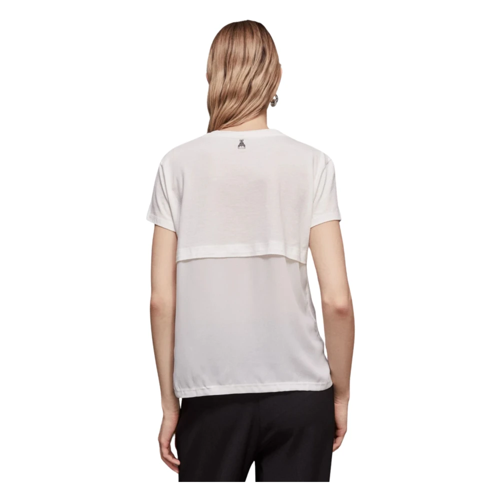 PATRIZIA PEPE Witte Sweater met Slogan Print White Dames