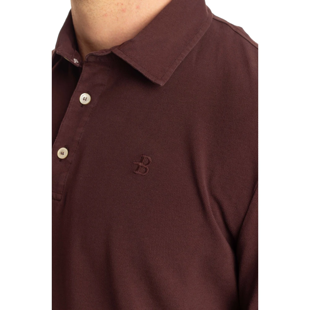 Ballantyne Katoenen polo met parelmoerknopen Brown Heren