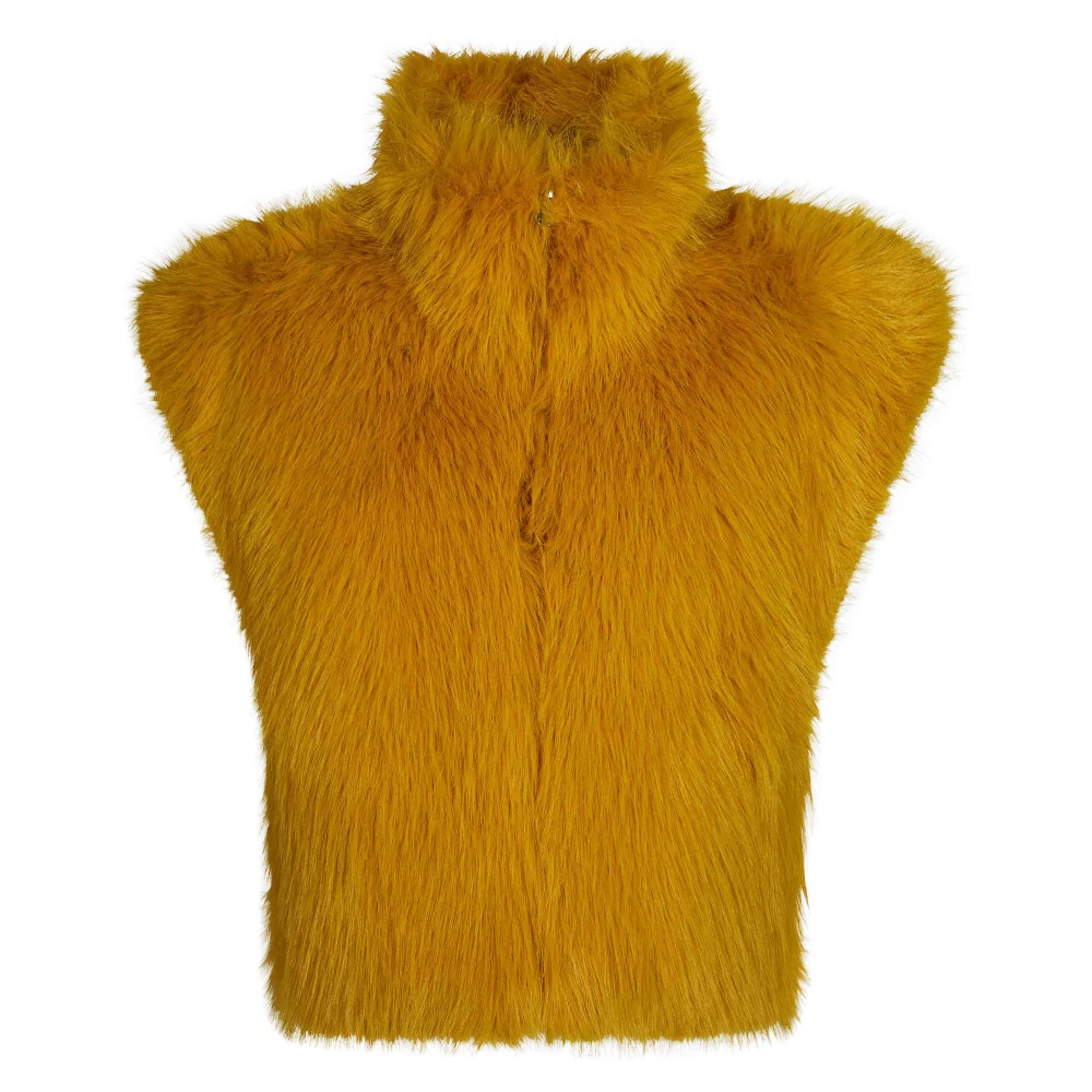 Pinko , Waistcoats, Female, Yellow, M, Gilet Aspen Effetto