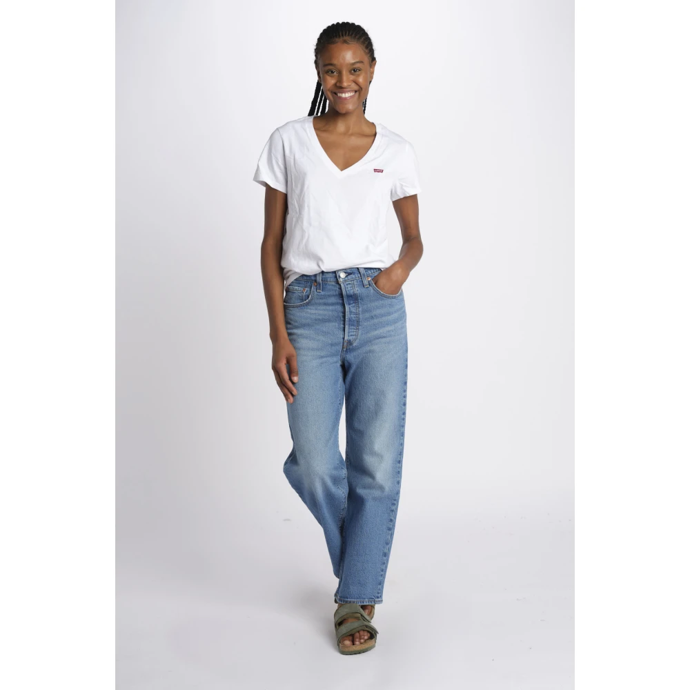 Levi's Blauwe Denim Ribbed Cage Broek Blue Dames
