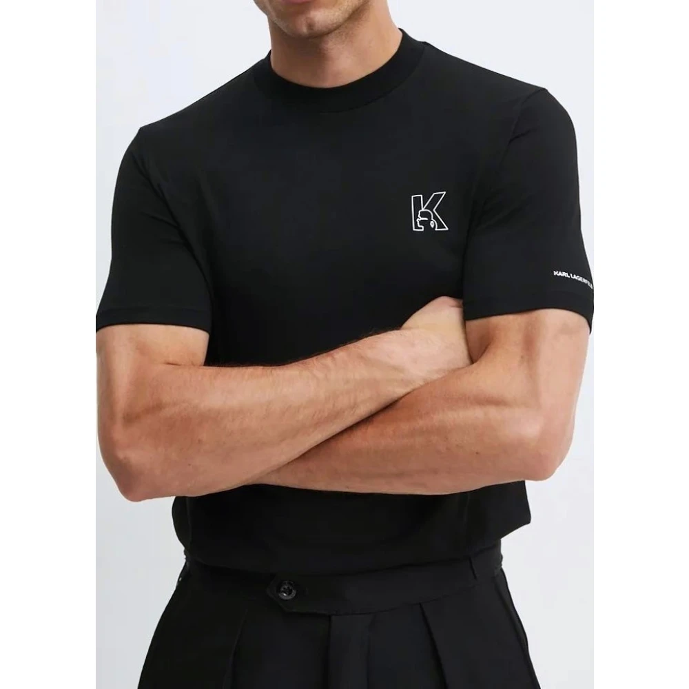 Karl Lagerfeld T-shirt met zilveren logodetails Black Heren