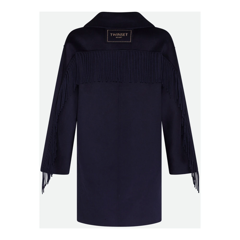 Twinset Blauwe Wollen Double-Breasted Jas Blue Dames