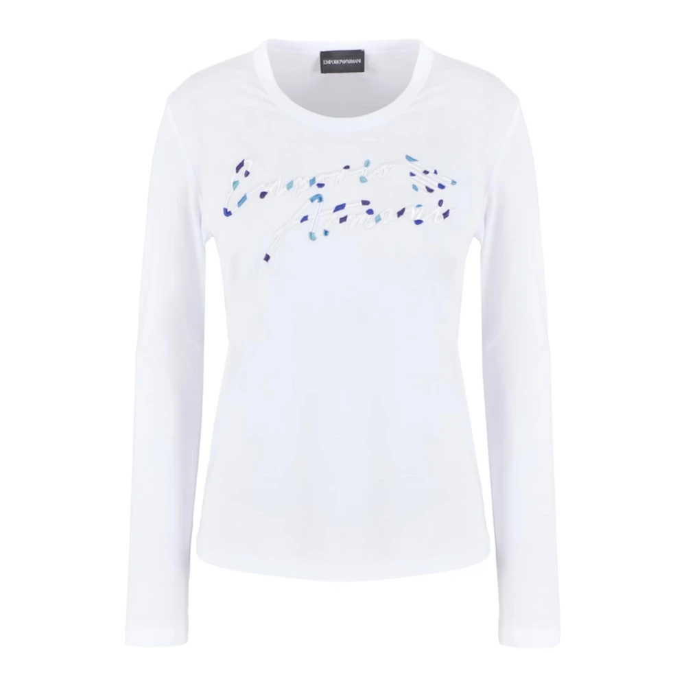 Emporio Armani Kvinders Hvid Top, Dame,, E T-Shirts Og Polos Langærmet Lille