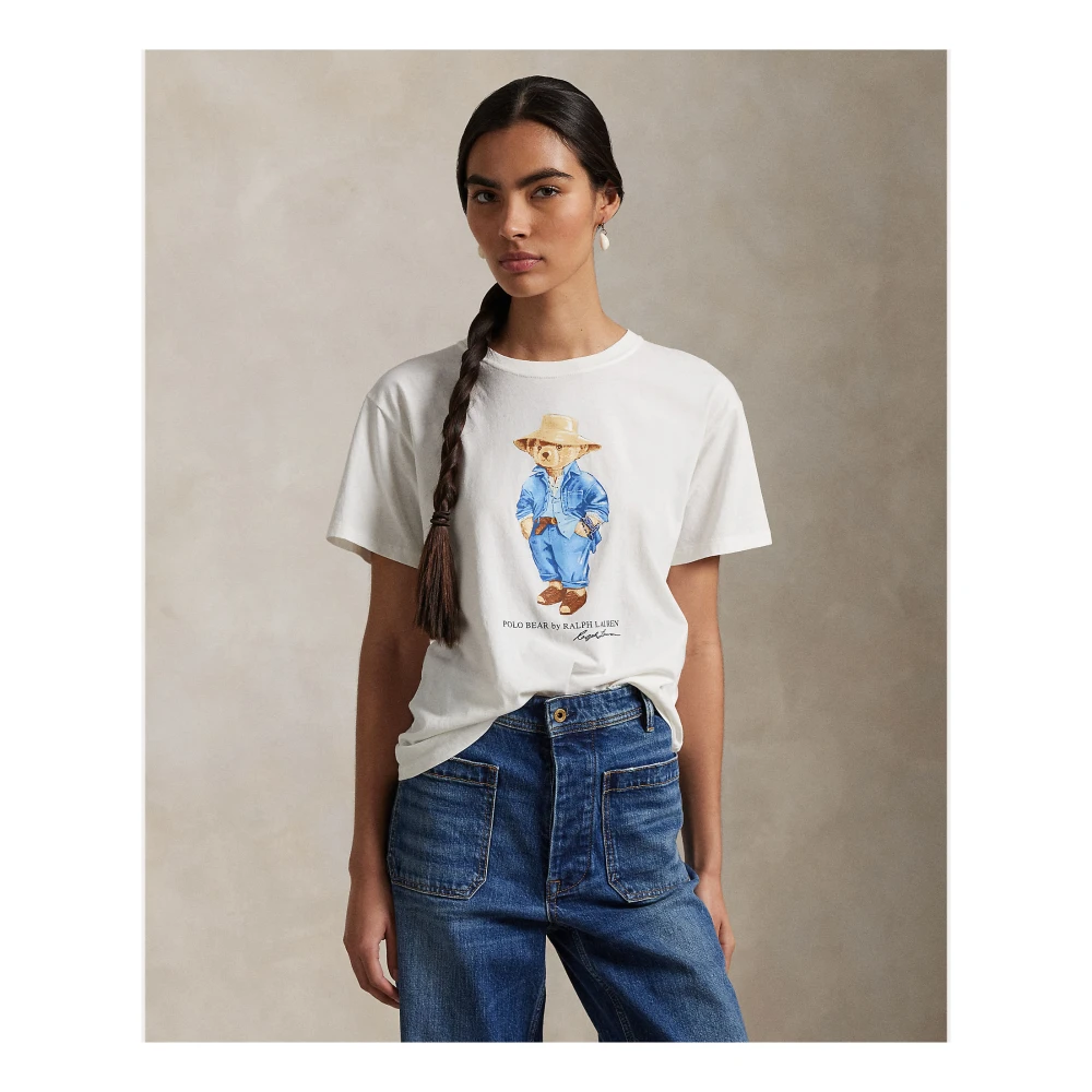 Polo Ralph Lauren Witte Polo Bear Jersey Tee White Dames