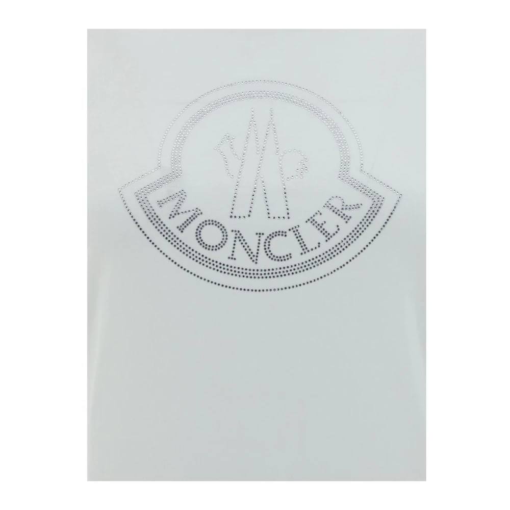 Moncler Katoenen T-shirt met juweelversiering White Dames