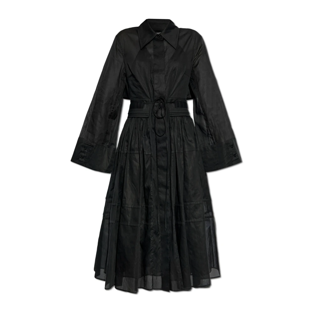 Jil Sander Jurk met plooien in de taille Black Dames