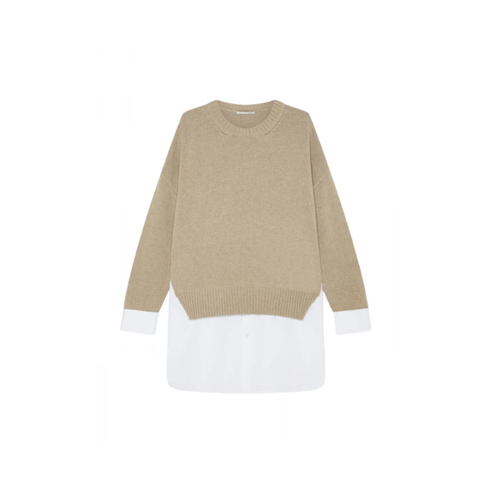 Stella Mccartney Lange Mouw Hybride Shirt Sweater Beige Dames