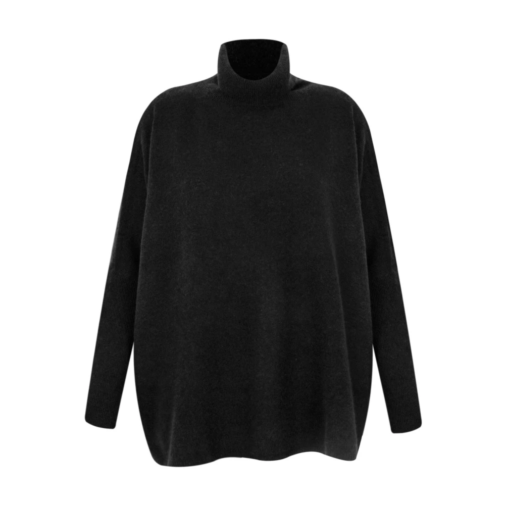 Absolut Cashmere Hoge Hals Cashmere Poncho Trui Black Dames