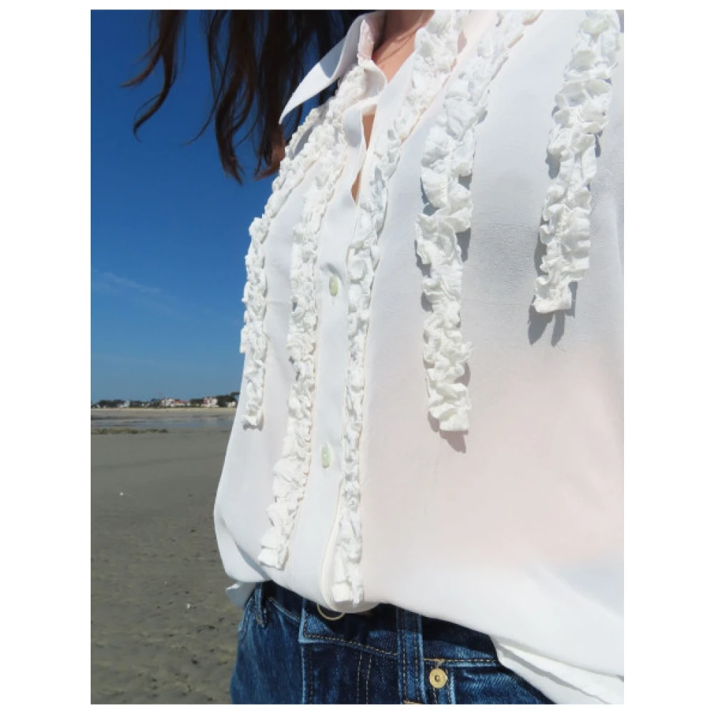 Mason's Nicole Gerimpelde Viscose Blouse White Dames