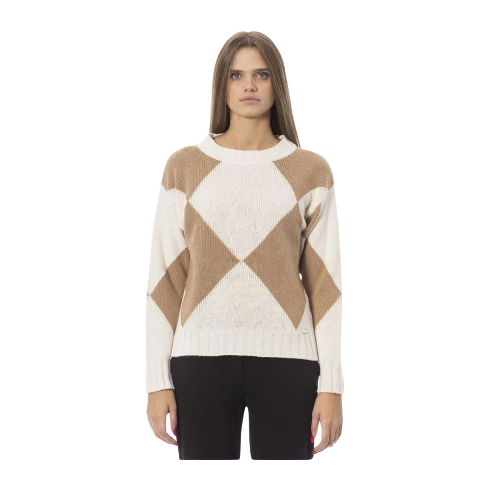 Baldinini Beige Boat Neck Wool Sweater Beige, Dam