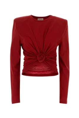 Knotted Longsleeve Jersey Blouse